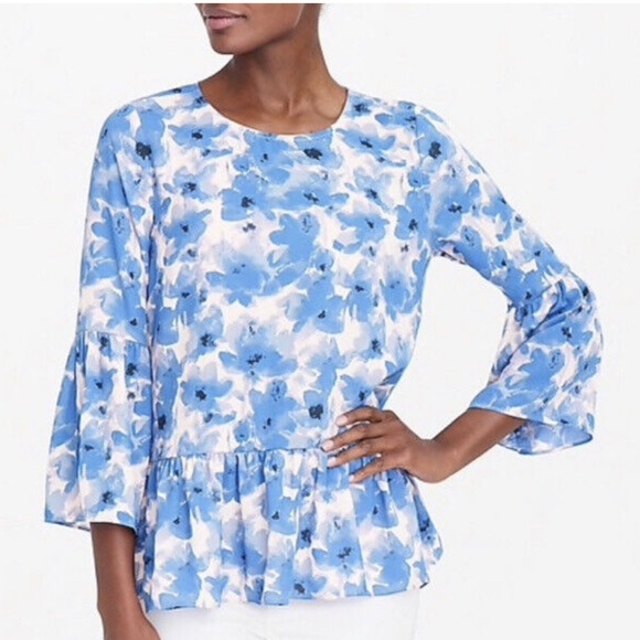 Blouse J.Crew Floral Blue Women's Top - Picture 1 of 8